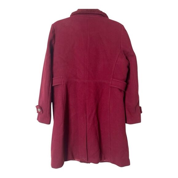 Kate Spade Faux Shearling Trim Lipstick Red Wool Blend Peacoat Size Large - Picture 5 of 14